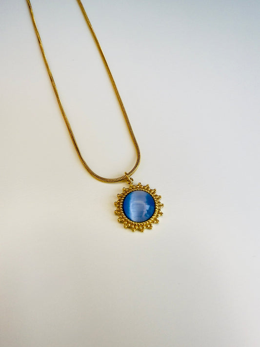 Blue Cat Eye Sun Necklace