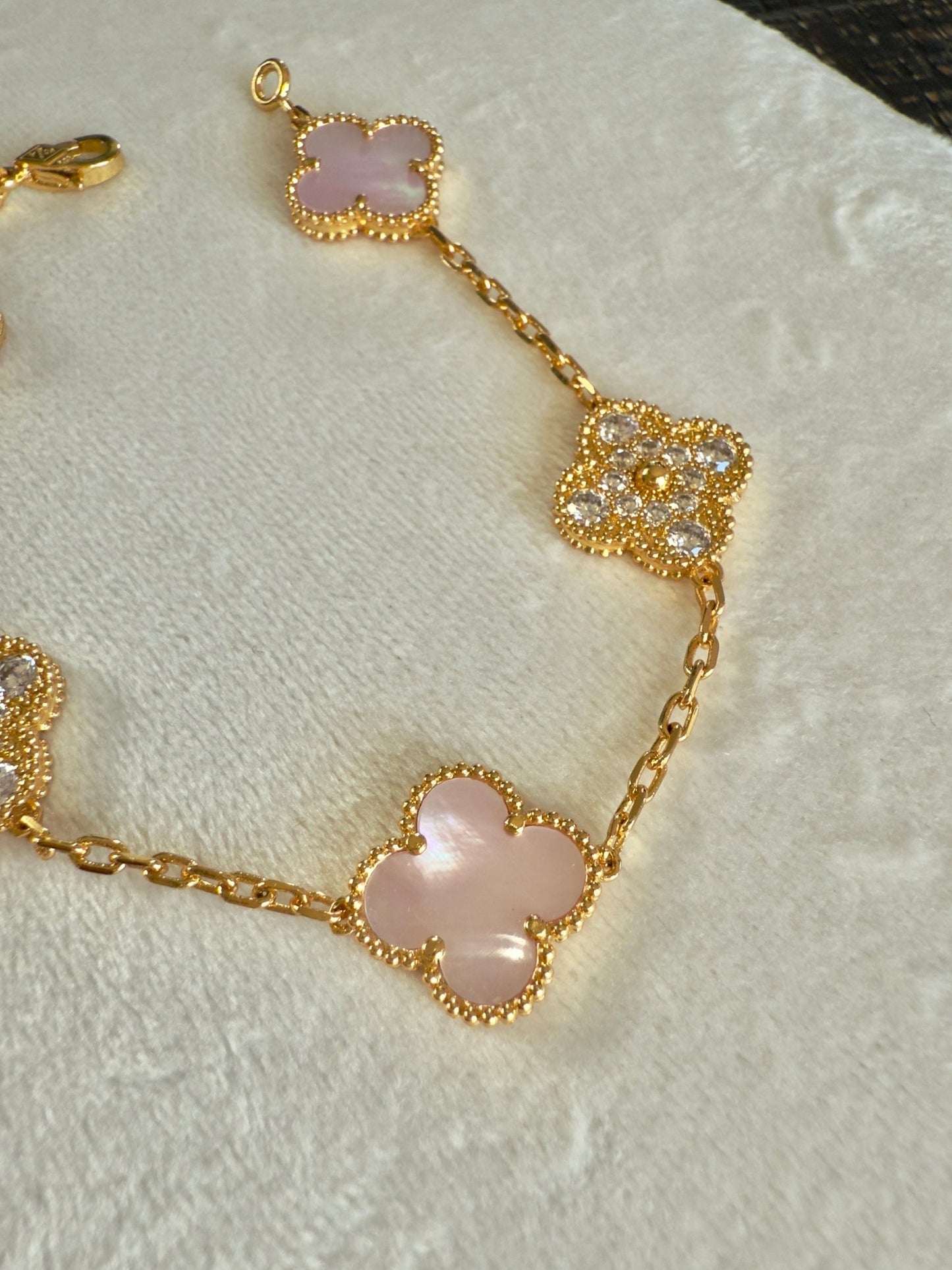 Pink Sparkle Clover Bracelet