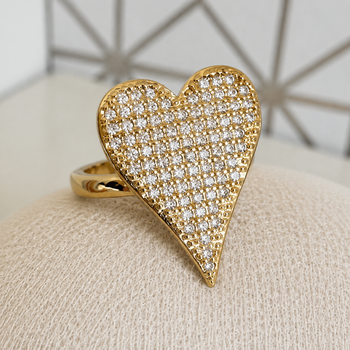 Pavé CZ Heart Adjustable Ring