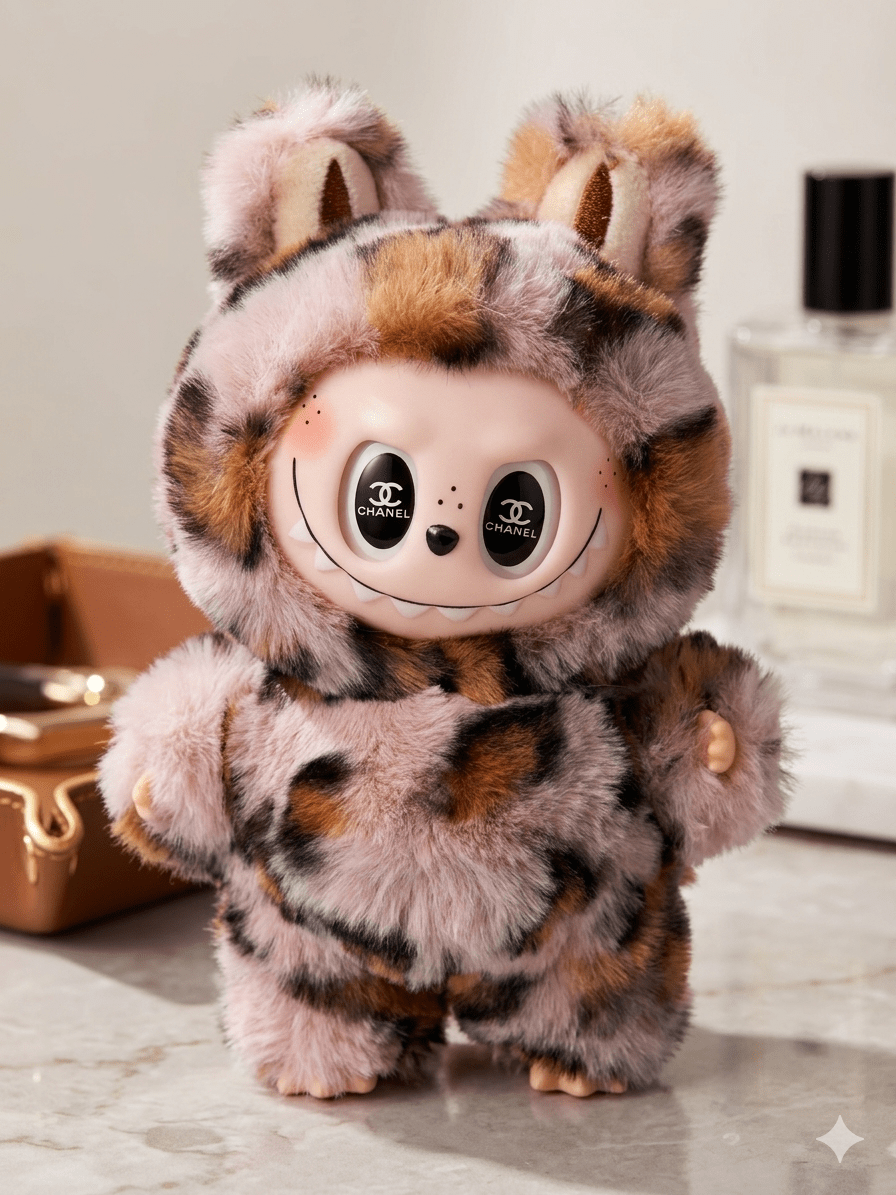The Glam-Rock Monster: Custom Leopard Labubu Plush - Zaree Jewelry