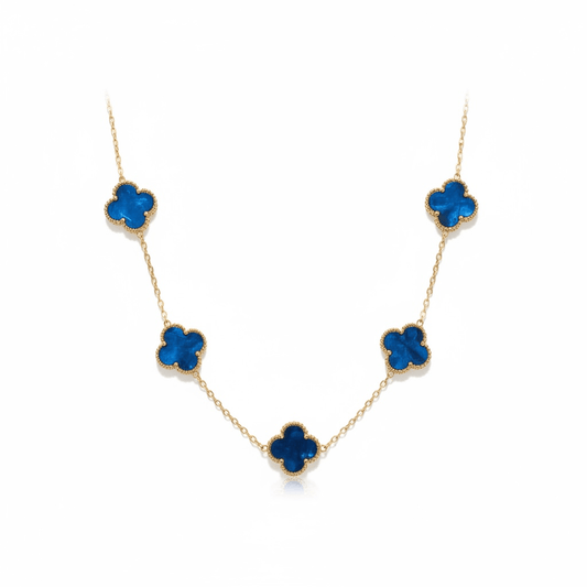 Blue Mother Pearl Clover Necklace