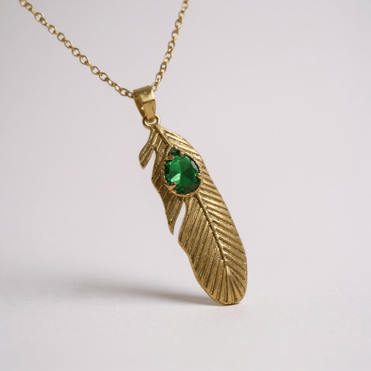 Emerald Feather Pendant