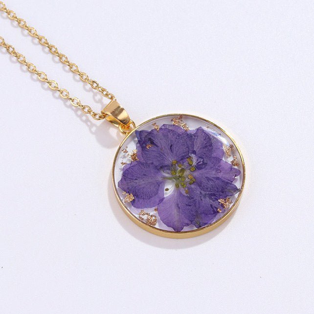 Real Purple Flower Necklace