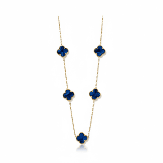 Blue Mother Pearl Clover Necklace