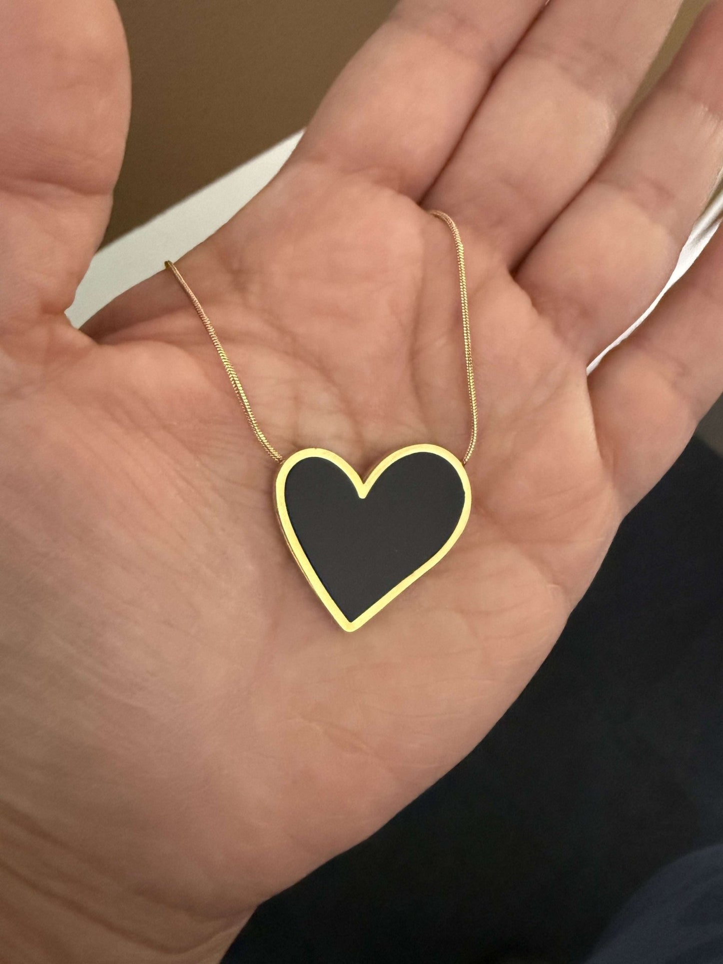 Black Heart Necklace Artisan by Zaree