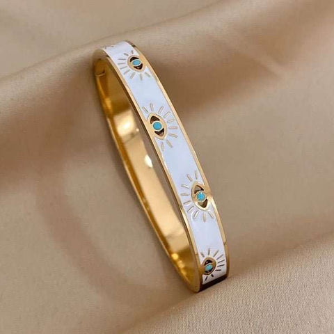 Evil Eye White Bangle
