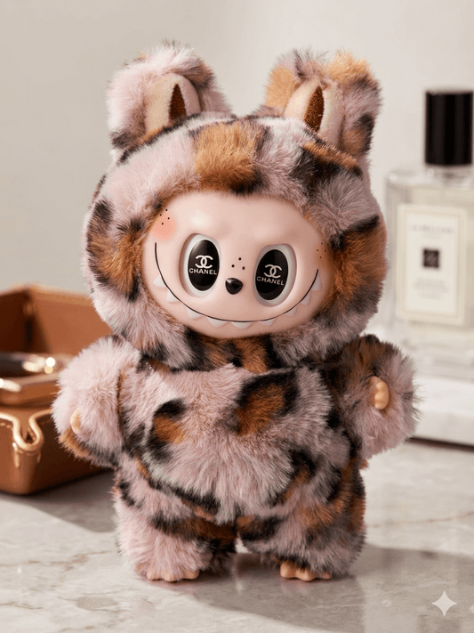 The Glam-Rock Monster: Custom Leopard Labubu Plush