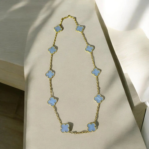 High Quality Light Grey Clover Necklace