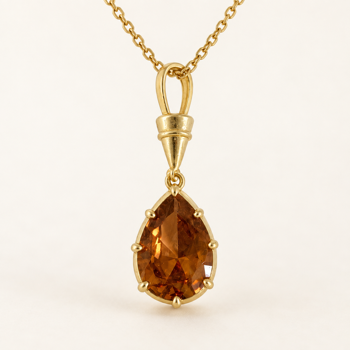 Cognac Teardrop Necklace