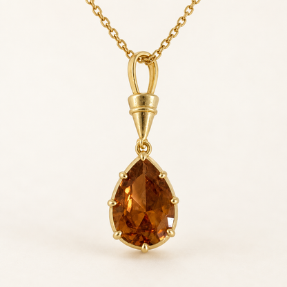 Cognac Teardrop Necklace