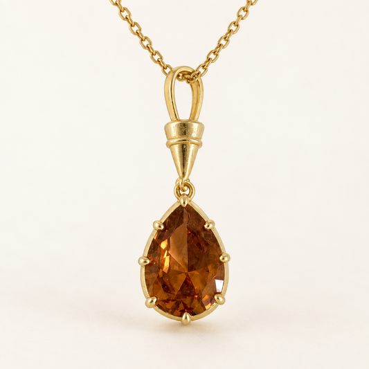 Cognac Teardrop Necklace