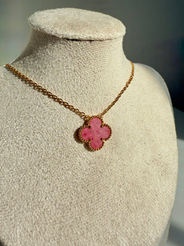 Pink Clover Necklace