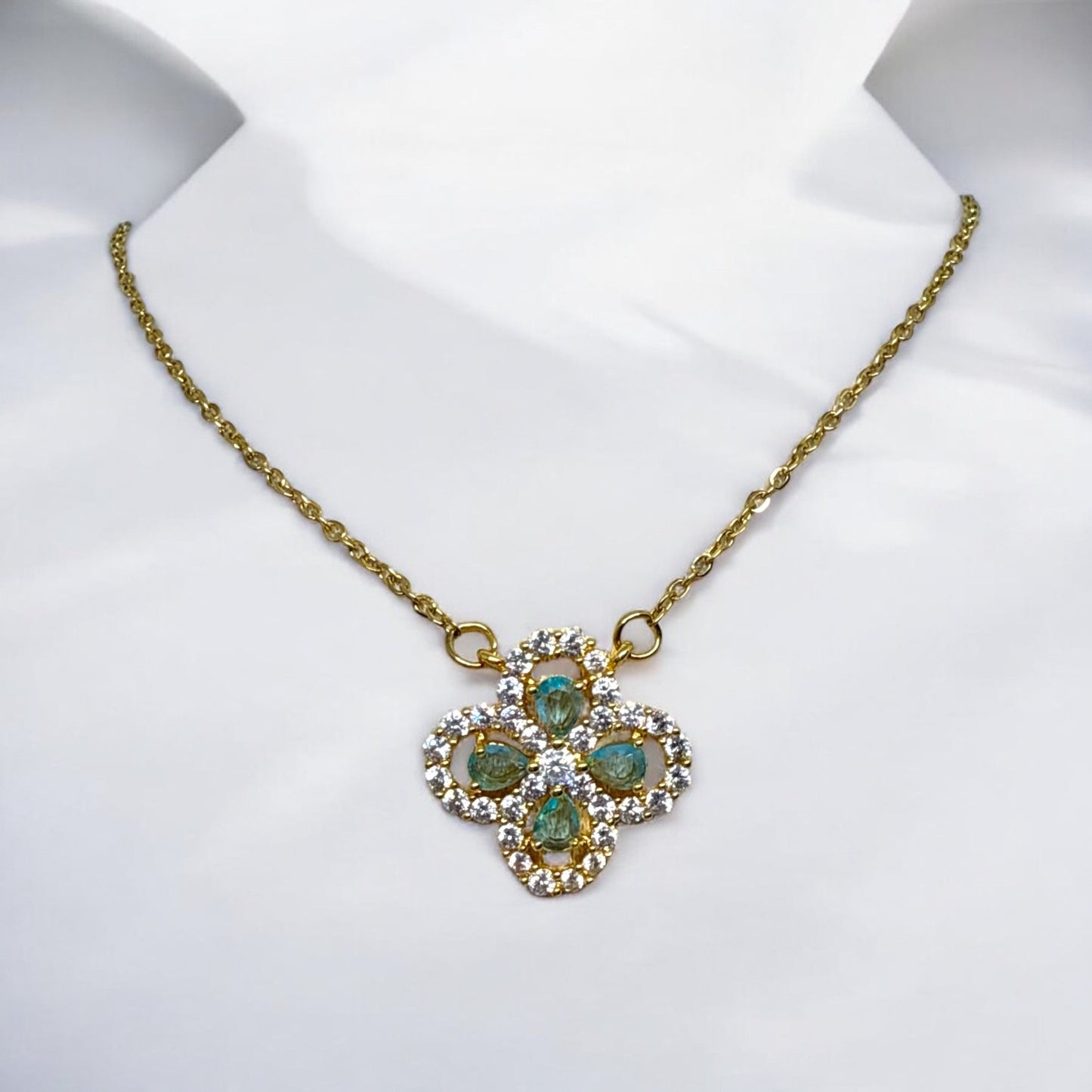 Flower Green Zircon Necklace