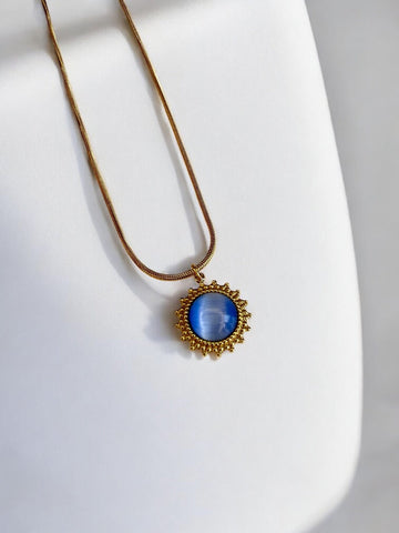 Blue Cat Eye Sun Necklace