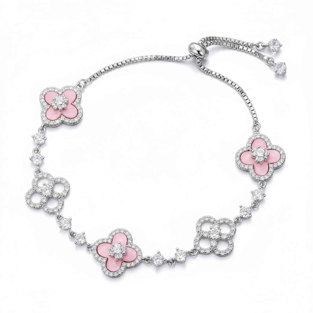 Pink Sparkle Clover Bracelet