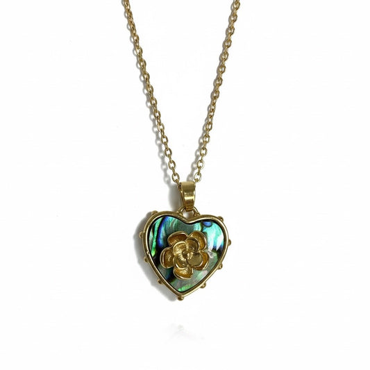 Abalone Heart Bloom Necklace