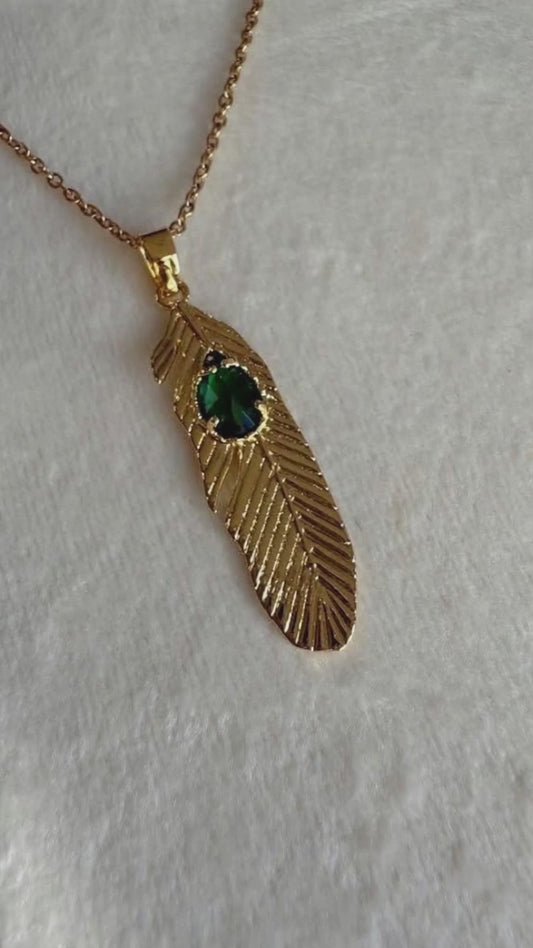 Emerald Feather Pendant