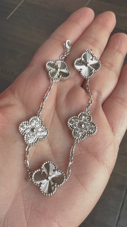 White Gold-Filled Clover Bracelet